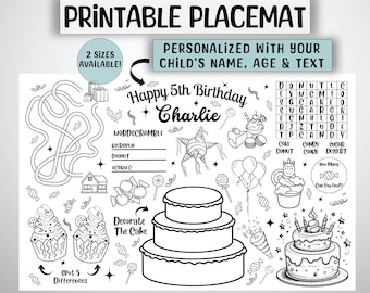 Jogo americano para colorir personalizado para aniversário, atividade para festa infantil (download digital)