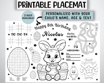 Jogo americano personalizado para atividades de aniversário de Páscoa (Download digital)