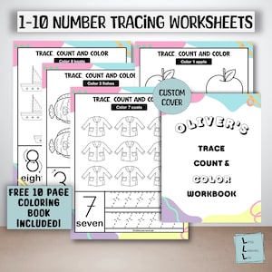 1-10 Number Tracing Worksheets, Traceable Numbers, Preschool Worksheets, 10 Printable Number Tracing, Kids Tracing, Handwriting Practice