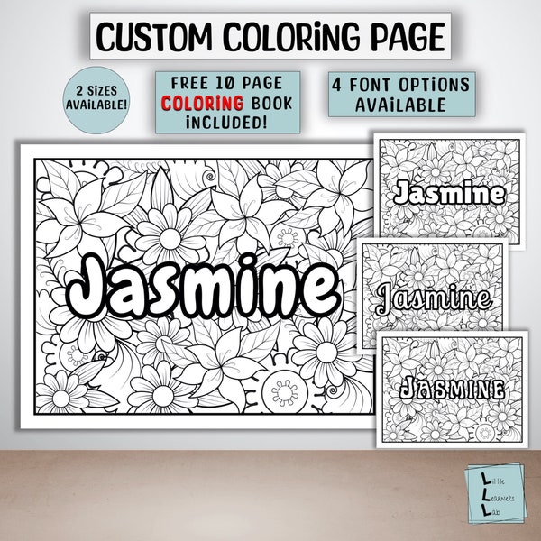 Printable Custom Name Coloring Page for Kids, Custom Name Coloring Page, Custom Name Print, Kids Personalized Gift, Printable Coloring Page