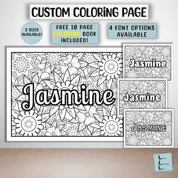 Printable Custom Name Coloring Page for Kids, Custom Name Coloring Page, Custom Name Print, Kids Personalized Gift, Printable Coloring Page