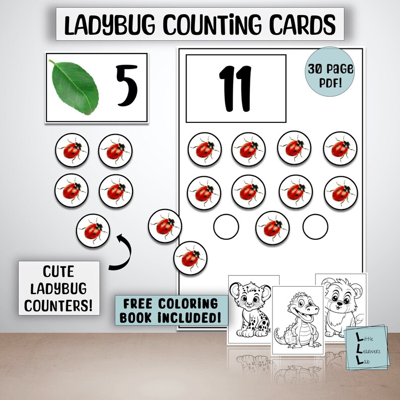 Ladybug Numbers and Counters, Number Match Practice 1-20, Numbers ...