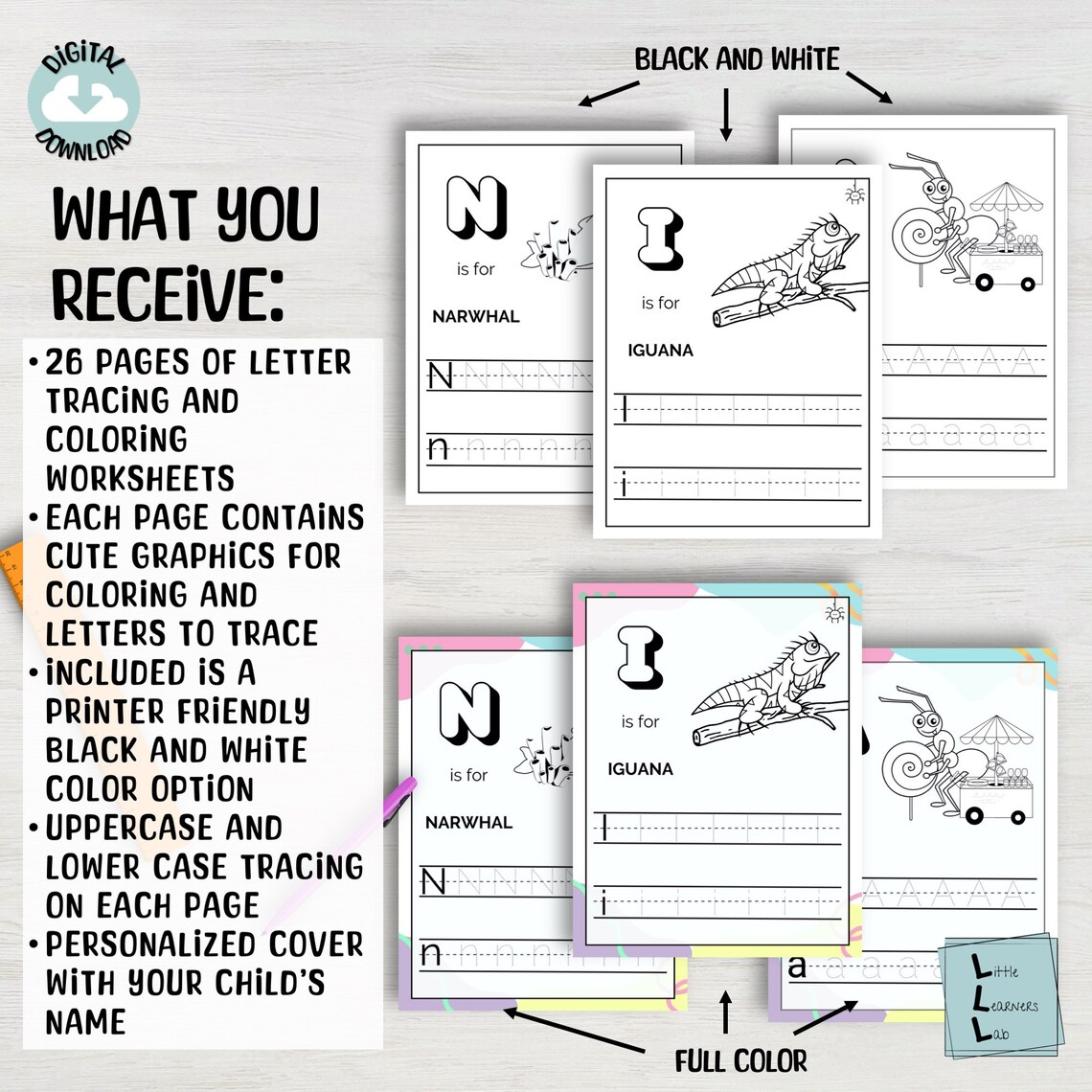 26 Printable Trace the Alphabet Worksheets, ABC Handwriting Practice ...