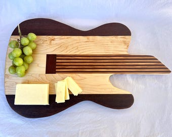 Guitar Charcuterie Board: Handmade Hardwood Cutting Board