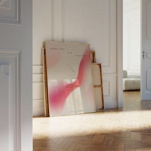 Arte de pared de aura beige y rosa, estampado Gardient Trendy, póster de cita motivacional para decoración de habitaciones