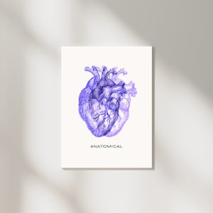 Heart Poster, Anatomical Wall Art, Minimalist Single Print to Download, Blue Heart Wall Decor