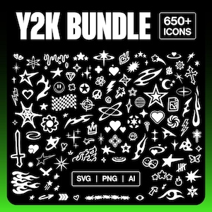 Y2K Icon Bundle Y2K Elements Retro Futuristic Y2K Icon Streetwear Clothing Brand Y2K Character Digital Nostalgia 2000s Aesthetic Icon Space