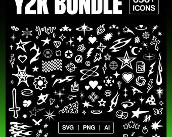 Y2K Icon Bundle: Retro-Futuristic Graphics (SVG/PNG/Ai)