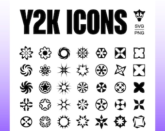 Y2K Custom Icons: Retro Futuristic Streetwear (SVG, PNG)