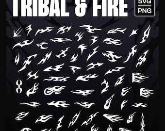 Y2K Tribal Fire Icons: Streetwear Clipart (SVG, PNG, PSD)