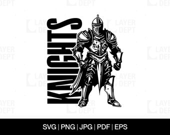 Knight Mascot SVG: School Spirit Design (Digital Files)