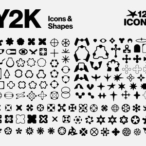 Y2K Aesthetic Icons Template over 80 Assets for Logos, Clothing