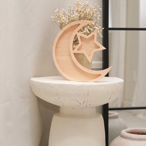 Modern Eid Ramadan Decor Wooden Crescent Moon