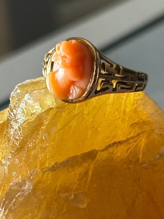 Antique 10k Cameo Ring - image 3