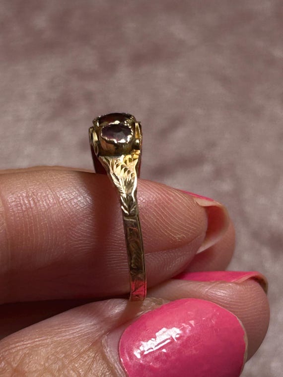 Antique Victorian Five Stone Garnet Ring Size 6.75 - image 4