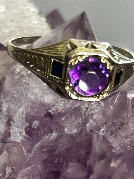 Antique Edwardian 19k White Gold Amethyst Ring