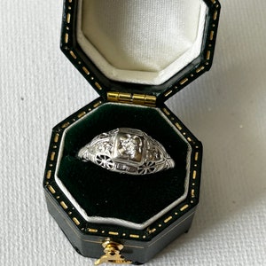 Vintage Art Deco Engagement Ring 14k White Gold