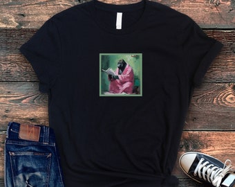 Gorilla Shirt | Gorilla Reading in a Gold Robe Artistic Tee Shirt, Gift for Gorilla Lover, Gorilla Tee Shirt