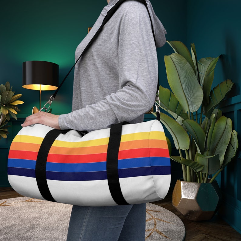 Retro Rainbow Stripe Duffle Bag Minimalist Duffle Bag Overnight Bag