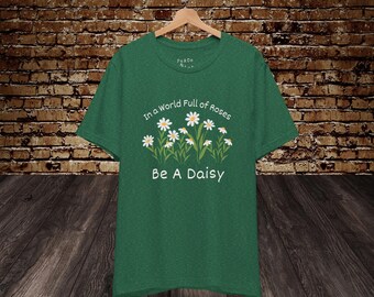デイジーグラフィックTシャツ、花柄ユニセックスTシャツ、フラワーデザイン半袖トップス、キュートなローズオルタナティブTシャツ、植物愛好家へのギフト