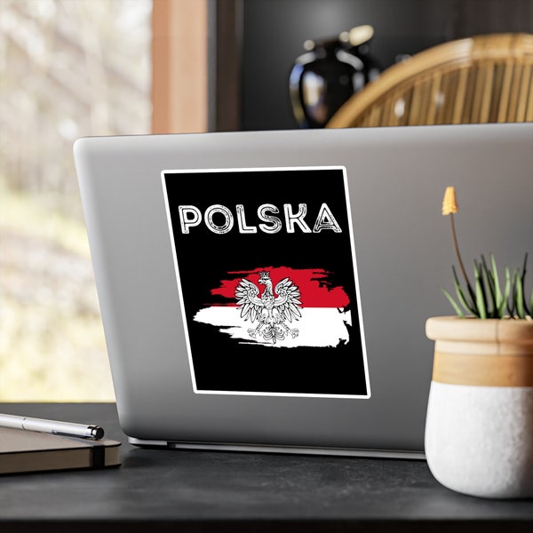 Polish Sticker | Rustic Polska Flag Sticker, Poland Water Resistant Decal, Polish Pride