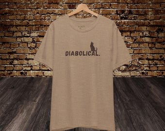 Diabolical Cat Tee Shirt, Dark Humor Cat Lover Gift, Vintage Cat Graphic Tee, Minimalist Halloween Shirt, Spooky Gothic Cat Tee