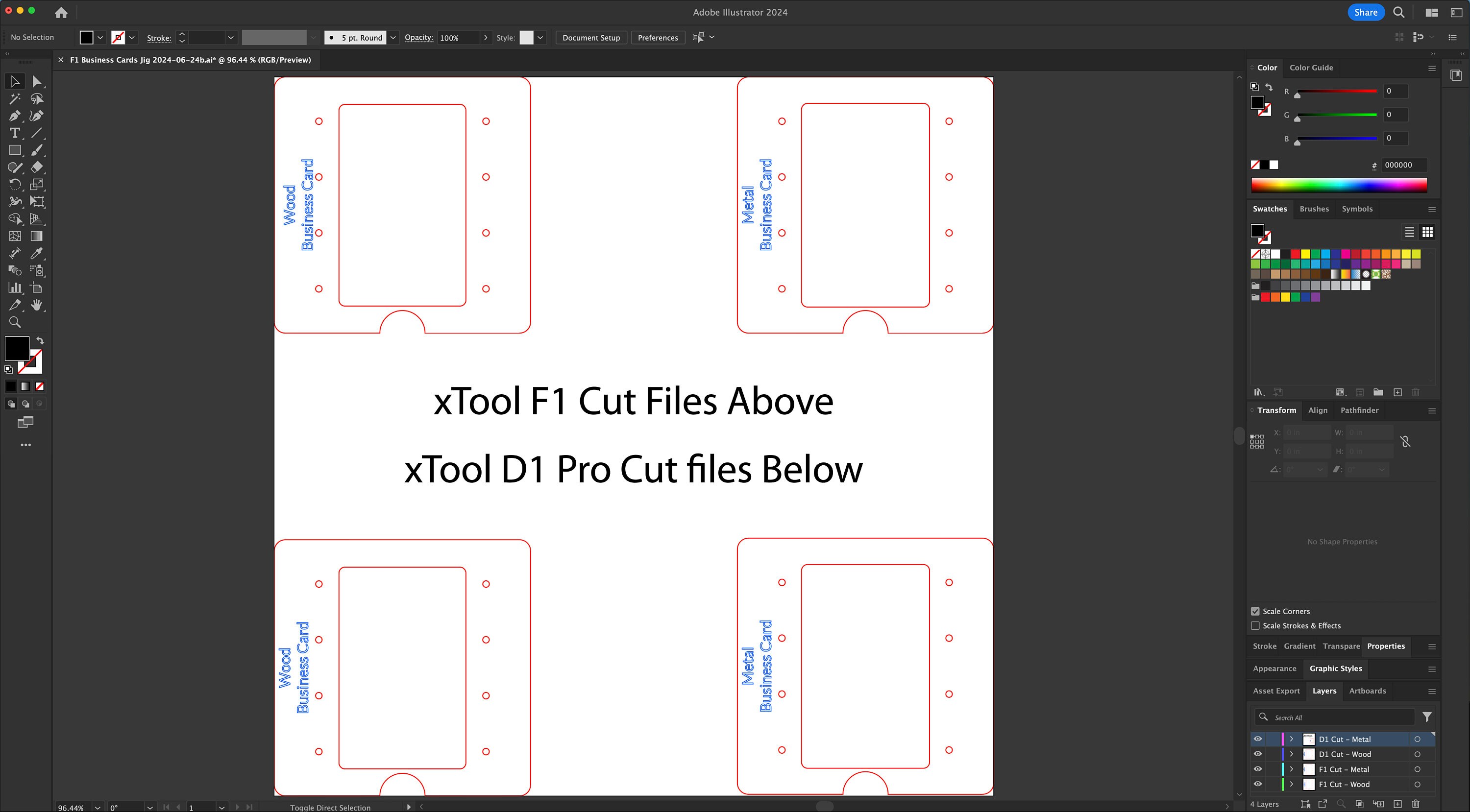 Templates Xtool Examples Xtool F1 Base Insert, Business Card Jig Template, F1 & D1 Cut Files ...