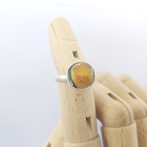 925 Sterling Silver Dichroic Fused Glass Cabochon Ring