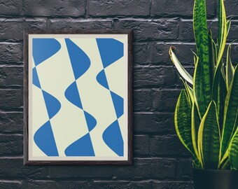Abstract Bold Mid Century Wall Art/Groovy Wall Art/Trendy Wall Art/70s Decor/Blue Decor/Retro/Psychedelic Home Decor
