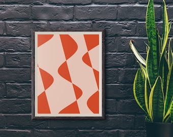 Abstract Bold Mid Century Wall Art/Groovy Wall Art/Trendy Wall Art/70s Decor/Orange Decor/Retro/Psychedelic Home Decor