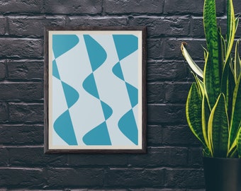 Abstract Bold Mid Century Wall Art/Groovy Wall Art/Trendy Wall Art/70s Decor/Blue Decor/Retro/Psychedelic Home Decor