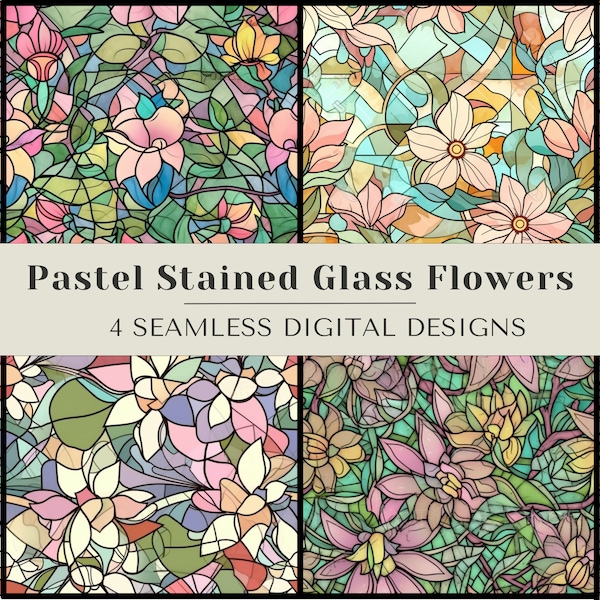 Stained Glass Digital Paper Pack | Stained Glass Background Bundle | Stained Glass Seamless Pattern | Stained Glass Printable Digital Paper