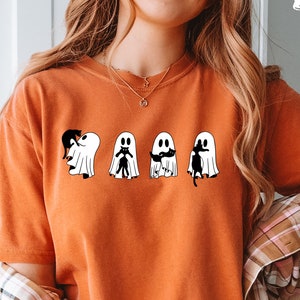 Comfort Colors® Сute Ghost Cat Shirt, Ghost Cat t-shirt, Cat Lovers Shirt, Retro Ghost Halloween, Halloween Cat T-shirt, Spooky Season