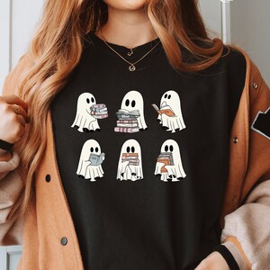Ghost Reading Books Sweater, Bookish Halloween Sweatshirt, Halloween Teacher Gift, Librarian Halloween Hoodie, Ghost Crewneck