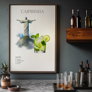 Caipirinha Cocktail Bar Sign Poster, Klassieke Cocktail Wall Art, Minimalistische Alcohol Artwork, Bar Cart Decor, Digitale Download AFDRUKBAAR