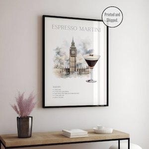 Espresso Martini Art Print | Bar Cart Decor Cocktail Poster | Party Signature Drink Sign | Trendy Wall | Minimalist Elegant Sophisticated