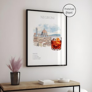 Negroni Art Print | Bar Cart Decor | Cocktail Poster | Signature Drink Sign | Trendy Minimalist Elegant Sophisticated Retro Happy Hour