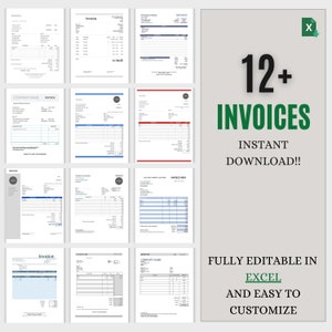 Editable Invoice Excel Template, Modern, Professional Invoice, Customizable Business Invoice, Printable Invoice, Small Business Invoice