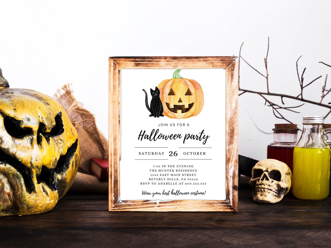 Halloween Invitation Card 5x7 Halloween Party Invitation Card, Template ...