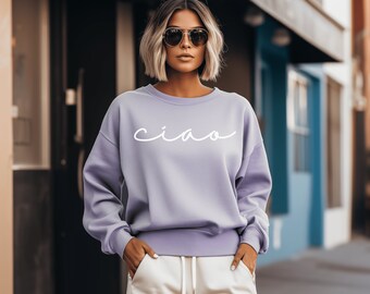 Ciao Italy Sweatshirt, Garment-Dyed Cotton Blend, Travel Shirt