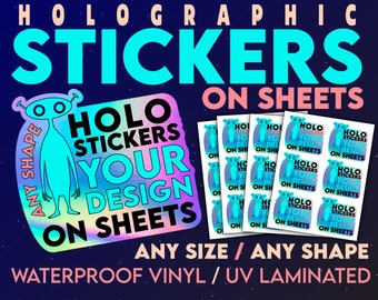 Custom Holographic Stickers on Sheets: Waterproof Vinyl, Your Design