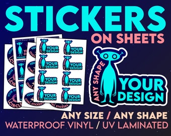 Custom Kiss-Cut Stickers on Sheets: Waterproof Vinyl, UV Laminated
