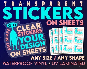 Custom Clear Stickers on Sheets: Waterproof Vinyl, UV Laminated