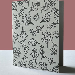 Handprinted Card, Leaves and Twigs Card, Bird Card, Handmade Card, Handprinted Artwork, Printmaking Card