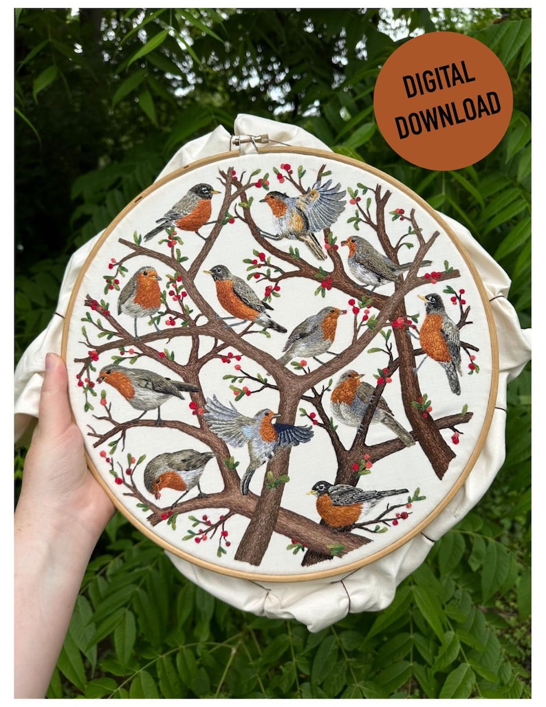 Robin Embroidery Pattern Robin Hand Embroidery Pattern and Guide | Advanced Modern Embroidery ...