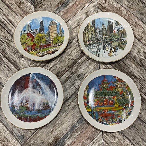 1976-1979 Limited Edition Chicago Collection display plates by Franklin McMahon