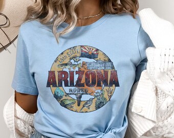 Camisa retro de Arizona, camisa del estado de Arizona, camisa de casa de Arizona, camisa del mapa del estado de Arizona, camisa de Arizona, regalo de viaje de Arizona