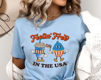 Feelin Free in the USA Shirt, 4th of July Shirt, America Shirt, Retro Groovy Fourth of July Shirt, Fourth of July Shirt,Independence Day Tee
