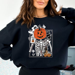 Skeleton Pumpkin Sweatshirt Etsy UK