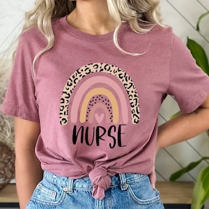 Rainbow Nurse Shirt, Leopard Print Nurse Life,Registered Nurse Shirt, RN Shirts, Nurse Week Shirt, CNA Shirt, Nursing, Nursing School Tee
